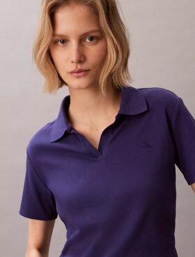 Tricou polo din bumbac cu contur rib