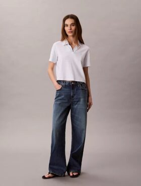 Tricou polo din bumbac cu contur rib