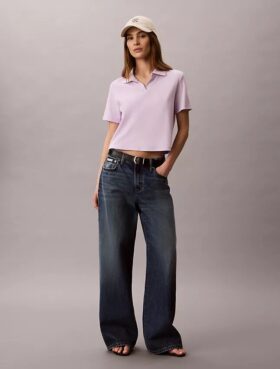 Tricou polo din bumbac cu contur rib