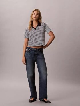 Tricou polo din bumbac cu contur rib