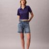 Tricou polo din bumbac cu contur rib
