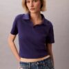 Tricou polo din bumbac cu contur rib