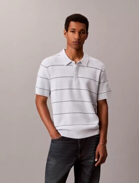 Tricou polo din bumbac cu dungi