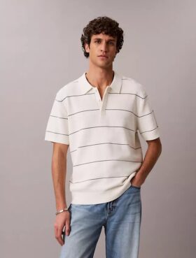 Tricou polo din bumbac cu dungi