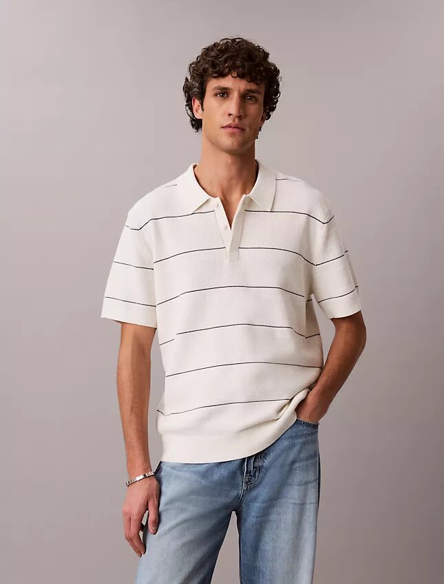 Tricou polo din bumbac cu dungi Tricou polo din bumbac cu dungi