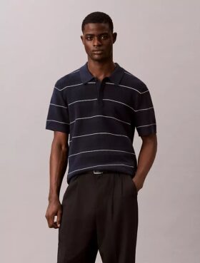 Tricou polo din bumbac cu dungi