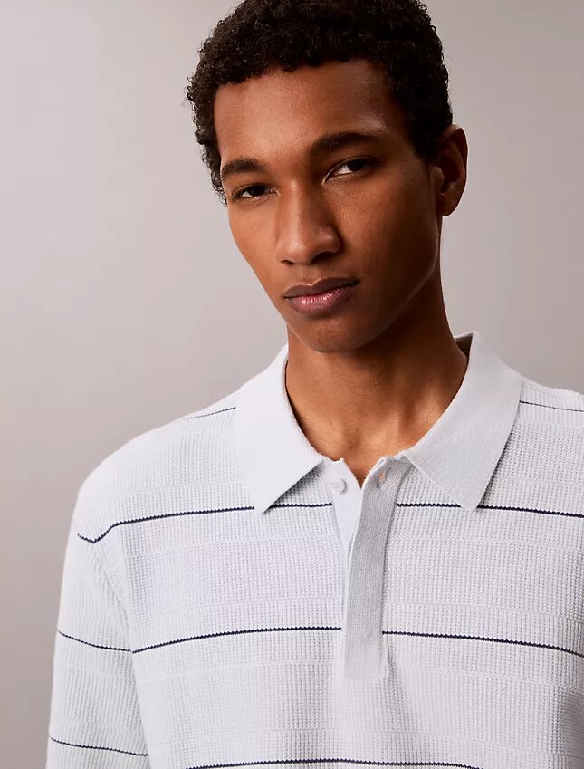 Tricou polo din bumbac cu dungi Tricou polo din bumbac cu dungi