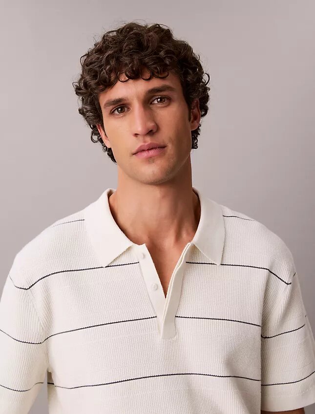Tricou polo din bumbac cu dungi Tricou polo din bumbac cu dungi