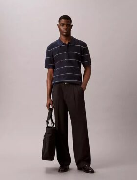 Tricou polo din bumbac cu dungi