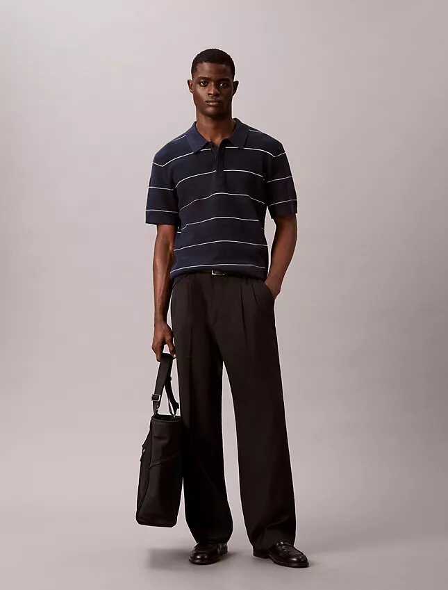 Tricou polo din bumbac cu dungi Tricou polo din bumbac cu dungi