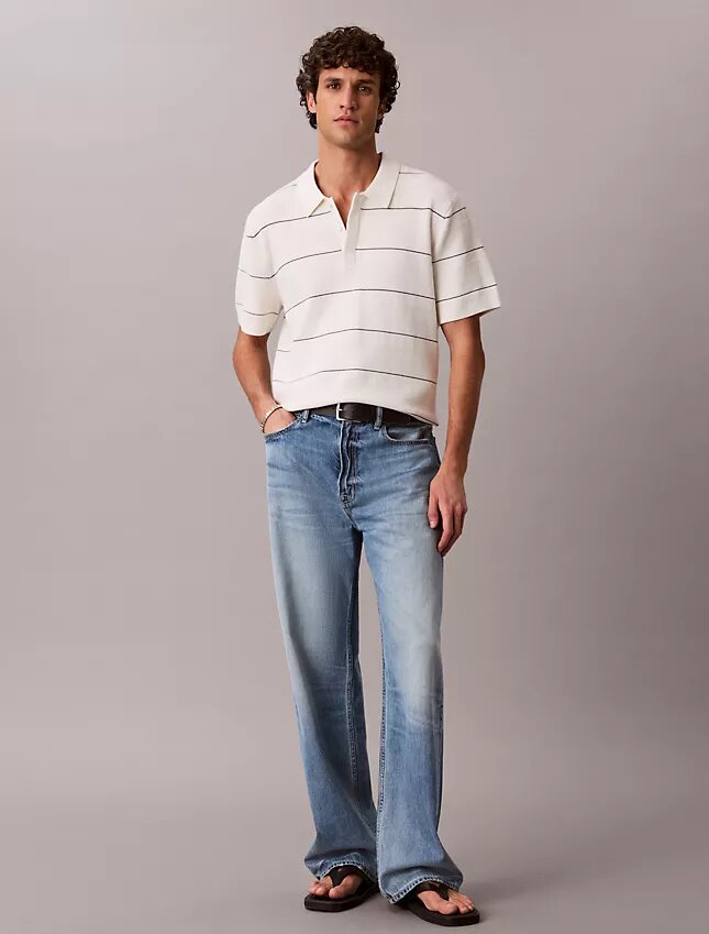 Tricou polo din bumbac cu dungi Tricou polo din bumbac cu dungi