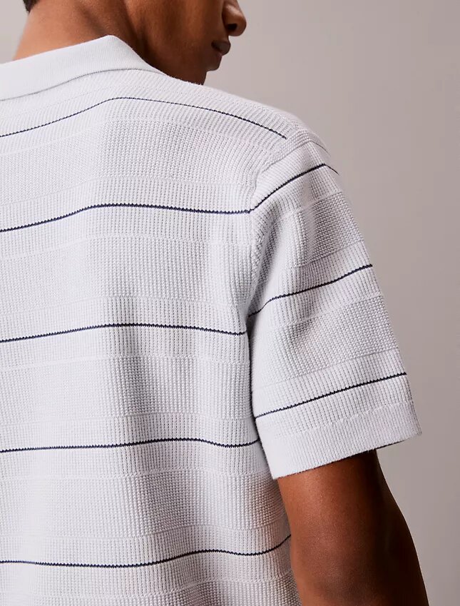 Tricou polo din bumbac cu dungi Tricou polo din bumbac cu dungi