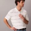 Tricou polo din bumbac cu dungi Tricou polo din bumbac cu dungi