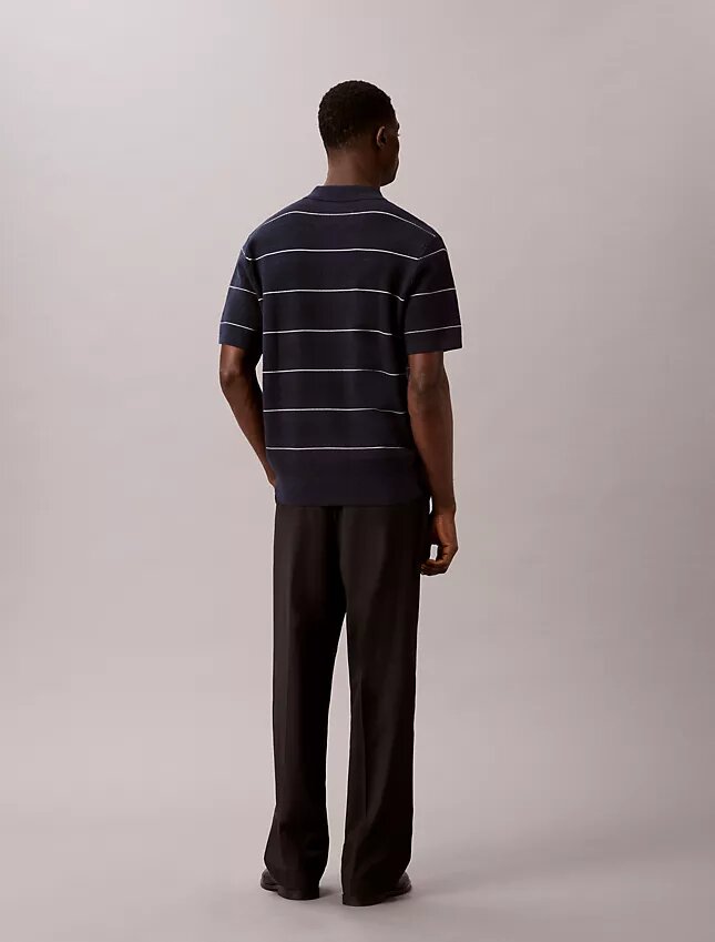 Tricou polo din bumbac cu dungi Tricou polo din bumbac cu dungi