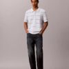 Tricou polo din bumbac cu dungi Tricou polo din bumbac cu dungi