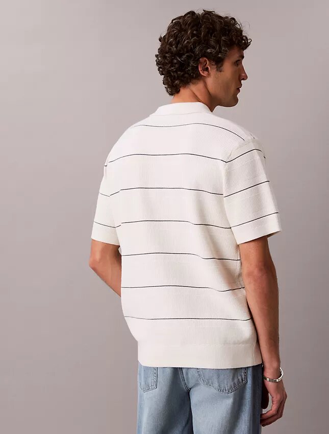 Tricou polo din bumbac cu dungi Tricou polo din bumbac cu dungi