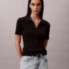 Tricou polo din bumbac neted cu nervuri