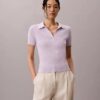 Tricou polo din bumbac neted cu nervuri