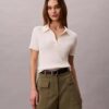 Tricou polo din bumbac neted cu nervuri