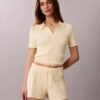 Tricou polo din bumbac neted cu nervuri