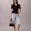 Tricou polo din bumbac neted cu nervuri