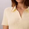 Tricou polo din bumbac neted cu nervuri
