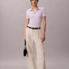 Tricou polo din bumbac neted cu nervuri