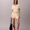 Tricou polo din bumbac neted cu nervuri