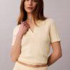 Tricou polo din bumbac neted cu nervuri