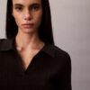 Tricou polo din bumbac neted cu nervuri