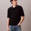 Tricou polo din bumbac neted cu textură waffle Tricou polo din bumbac neted cu textură waffle