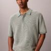 Tricou polo din bumbac neted cu textură waffle Tricou polo din bumbac neted cu textură waffle
