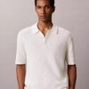 Tricou polo din bumbac neted cu textură waffle Tricou polo din bumbac neted cu textură waffle