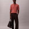 Tricou polo din bumbac neted cu textură waffle Tricou polo din bumbac neted cu textură waffle