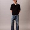Tricou polo din bumbac neted cu textură waffle Tricou polo din bumbac neted cu textură waffle