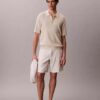 Tricou polo din bumbac neted cu textură waffle Tricou polo din bumbac neted cu textură waffle