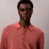 Tricou polo din bumbac neted cu textură waffle Tricou polo din bumbac neted cu textură waffle