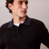 Tricou polo din bumbac neted cu textură waffle Tricou polo din bumbac neted cu textură waffle