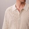 Tricou polo din bumbac neted cu textură waffle Tricou polo din bumbac neted cu textură waffle