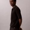 Tricou polo din bumbac neted cu textură waffle Tricou polo din bumbac neted cu textură waffle