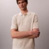 Tricou polo din bumbac neted cu textură waffle Tricou polo din bumbac neted cu textură waffle