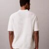 Tricou polo din bumbac neted cu textură waffle Tricou polo din bumbac neted cu textură waffle
