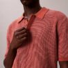 Tricou polo din bumbac neted cu textură waffle Tricou polo din bumbac neted cu textură waffle
