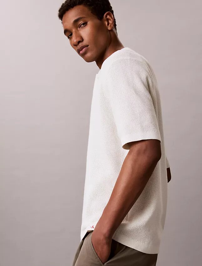 Tricou polo din bumbac neted cu textură waffle Tricou polo din bumbac neted cu textură waffle