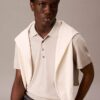 Tricou polo din tricot fin din amestec de lyocell
