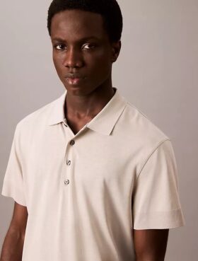Tricou polo din tricot fin din amestec de lyocell