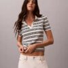 Tricou polo slim cu dungi și nervuri