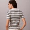 Tricou polo slim cu dungi și nervuri