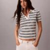 Tricou polo slim cu dungi și nervuri