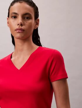 Tricou relaxat cu guler în V din bumbac Liquid